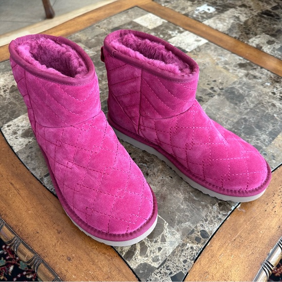 Authentic UGG Pink Leather Arden Boots - Picture 5 of 14